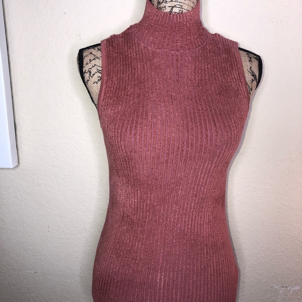 Anthropologie Moth Sleeveless Mauve Pink Turtleneck Sweater Soft Stretchy Size S